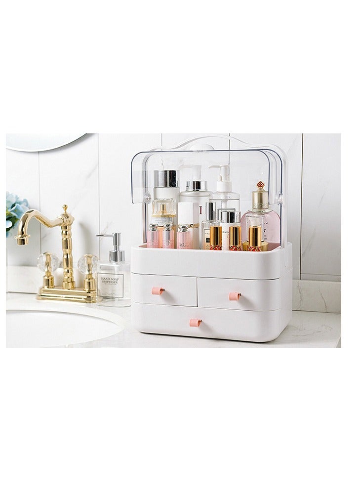 Waterproof Dustproof Cosmetic Organizer Box with Lid Fully Open Makeup Display Boxes