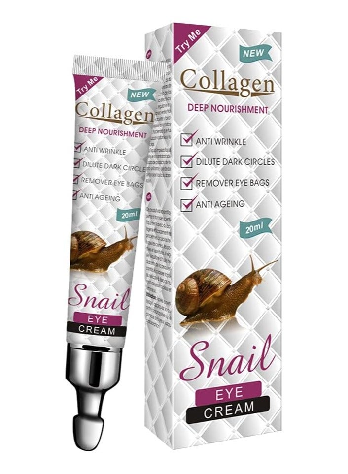 Collagen Snail Eye Cream Anti Anti-aging Remover Dark Circles Fine Lines Eye Bag Against Aging Deep Moisturizing Eye Cream Care 20ml