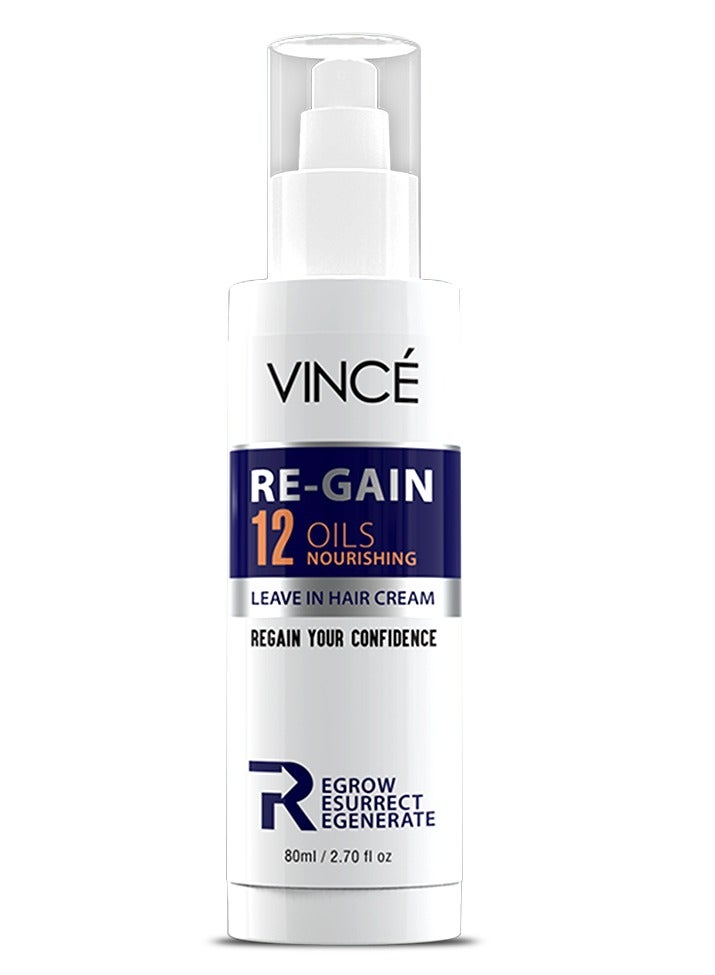 Leave-In Hair Cream – Nourishes Hair with 12 Premium Oils – Reduces Hair Fall & Thinning – Strengthens Hair Strands & Scalp – Adds Smoothness & Shine – Non-Greasy - Paraben-Free, 80ml