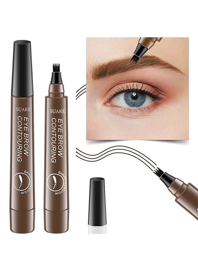 Tint My 4-Tip Brow Eye Color Four Fork Water Eyebrow Pen，Suake Eyebrow Contouring Pen, Suake Magical Precise Waterproof Brow Pen, Easy To Shape, Waterproof and Smudge-Proof Creates Natural #dark brown
