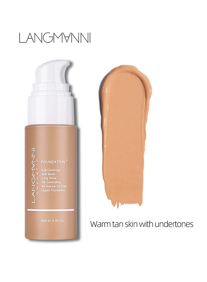 Full Coverage Liquid Foundation, Smoothing Makeup Base Concealer Foundation, Matte Wear Concealer Sun Block Cream, Minimizes Pores, Hides Wrinkles - Advanced Real Moisture Foundation