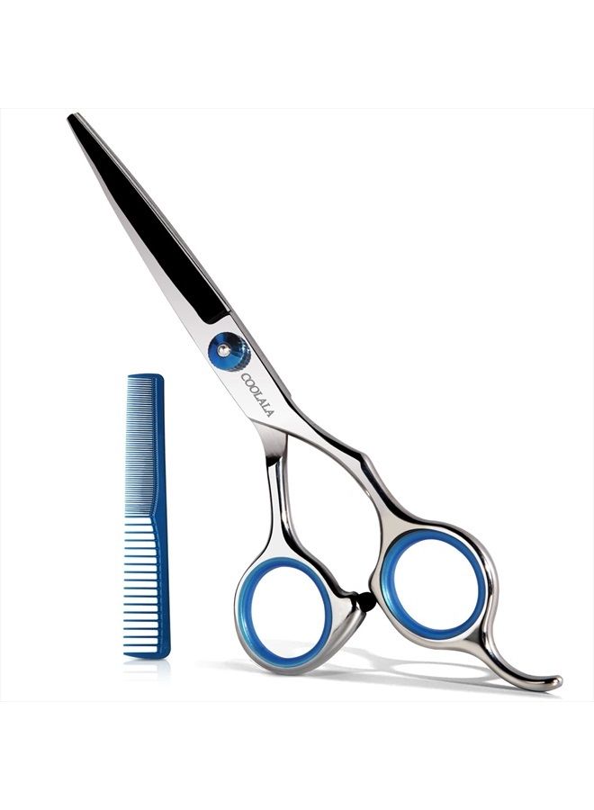 Stainless Steel Hair Cutting Scissors 6.5 Inch Hairdressing Razor Shears Professional Salon Barber Haircut Scissors, One Comb Included, Home Use for Man Woman Adults Kids Babies