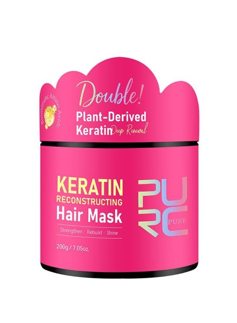 200g Keratin Reconstructing Hair Mask Strengthen Rebuild Shine Plant Derived Keratin Deep Renewal with Collagen Instant Smooth Shiny Hair Deeply Nourish Gentle Non Irritating Hair Mask