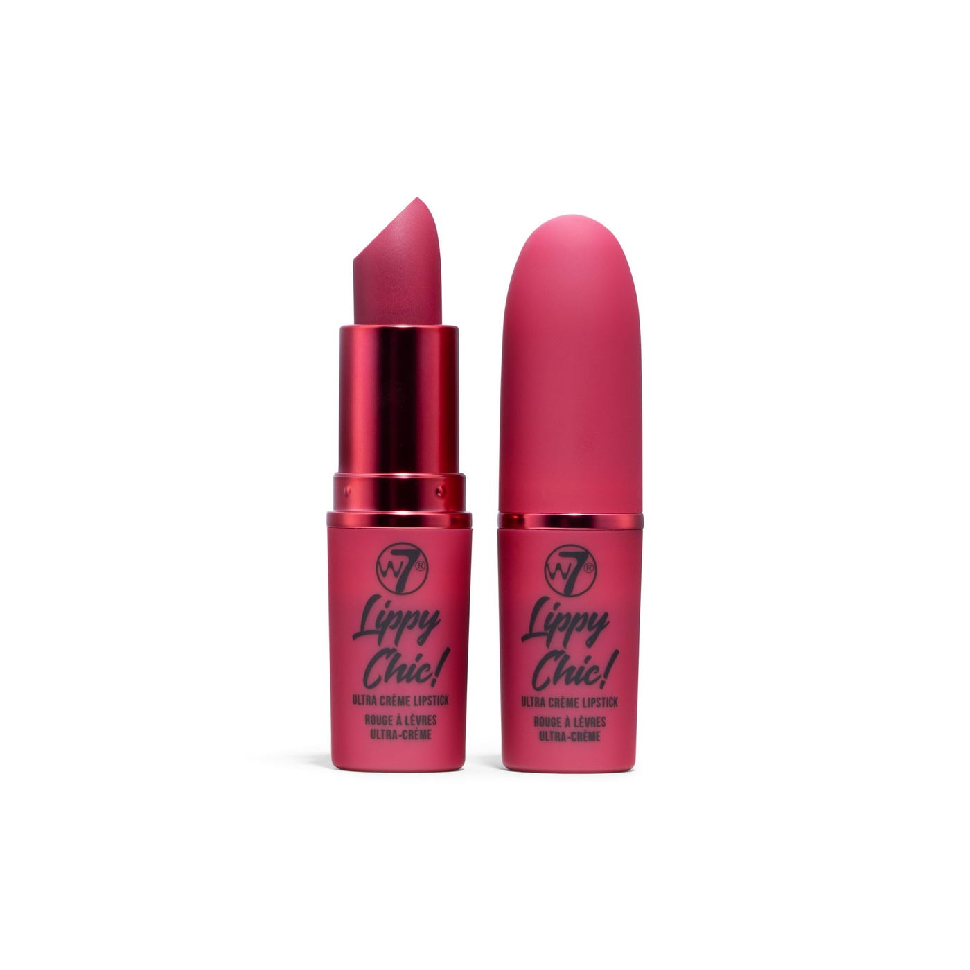 W7 Lippy Chic Ultra Creme Lipstick - 2Pcs - Semi-Matte Formula - Creamy & Pigmented, Lightweight Finish (Back Chat) - Pink