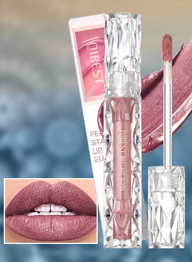 Pearly Stay Lip Gloss Diamond Matte Lip Oil Gloss Glitter Metallic Liquid Lipstick Glitter Shimmer Lip Glaze Shimmery Finish High Pigment Long Lasting Lip Gloss Tint Makeup No.01