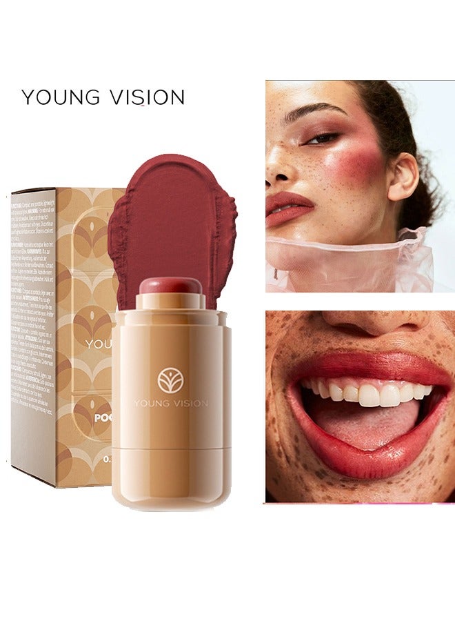 Pocket Blush Long Lasting Smooth Lipstick Blush Stick, Matte Highly Chroma Blusher Paste, Waterproof Blusher Cream #06