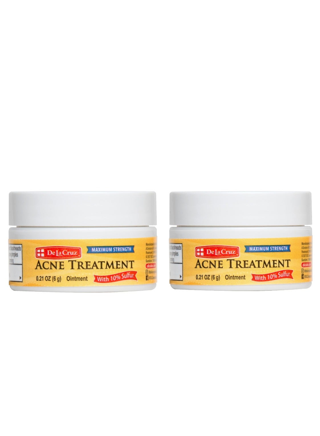 Acne Treatment Ointment with 10% Sulfur Maximum Strength 0.21 oz 6 g pack of 2