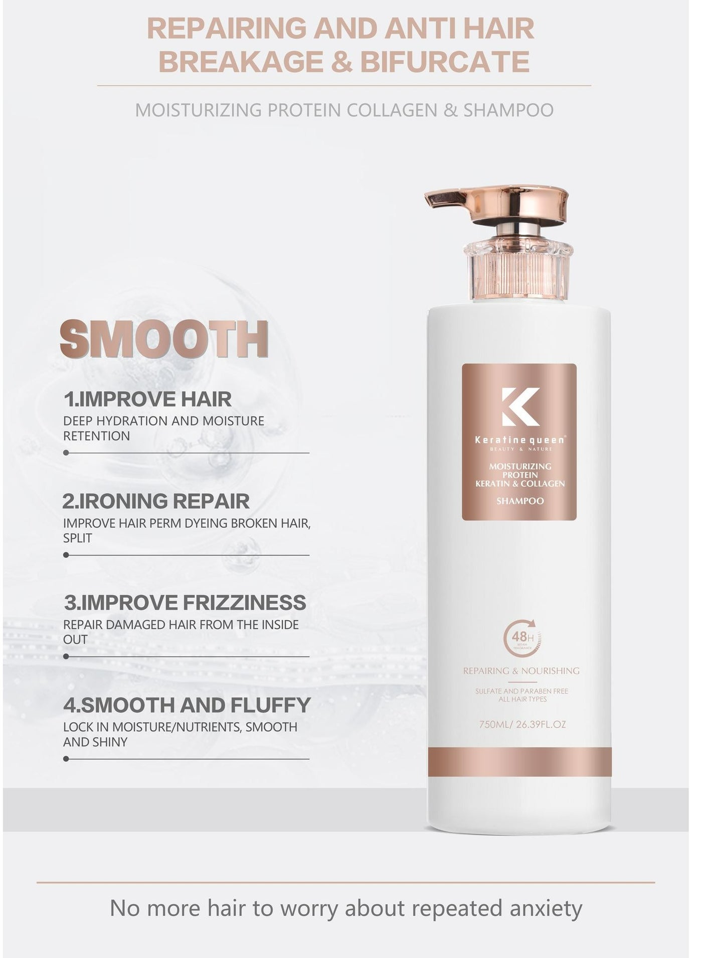 Moisturizing Protein keratin And Collagen Shampoo 750 ML