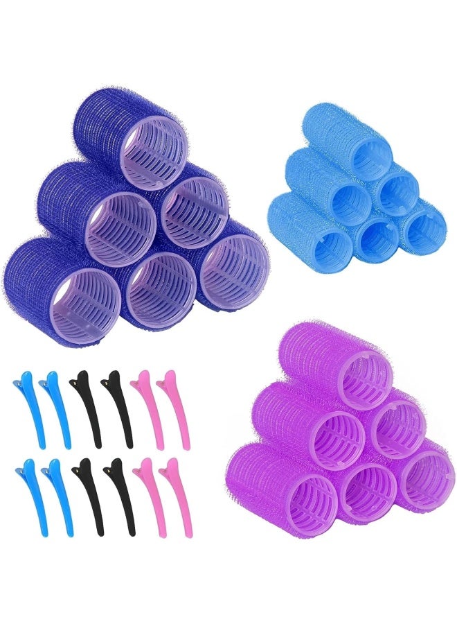 30 Pieces Hair Rollers Set, 18  Pieces Self Grip Holding Hair Rollers Curlers 20 Mm, 31 Mm, 48 Mm & 12  Pieces Duckbill Sectioning Clips For Salon Barber Hairdressing Hair Styling, Hair Roller