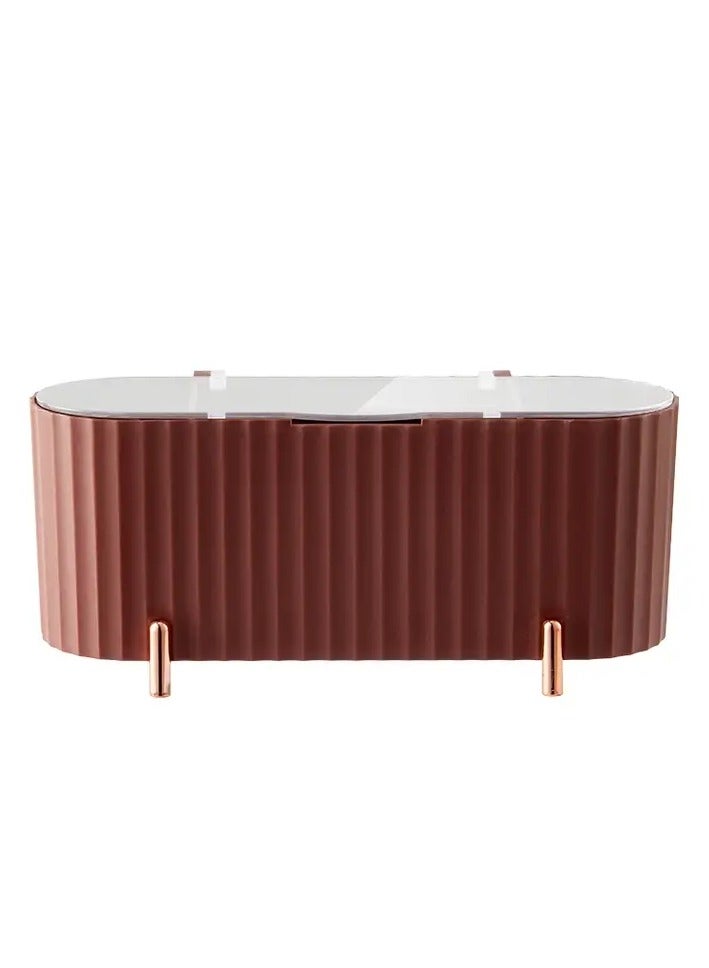 Dustproof Desktop Cosmetic Storage Box keep Your Makeup,Swabs , and Jewerly Organized and Protected - PINK