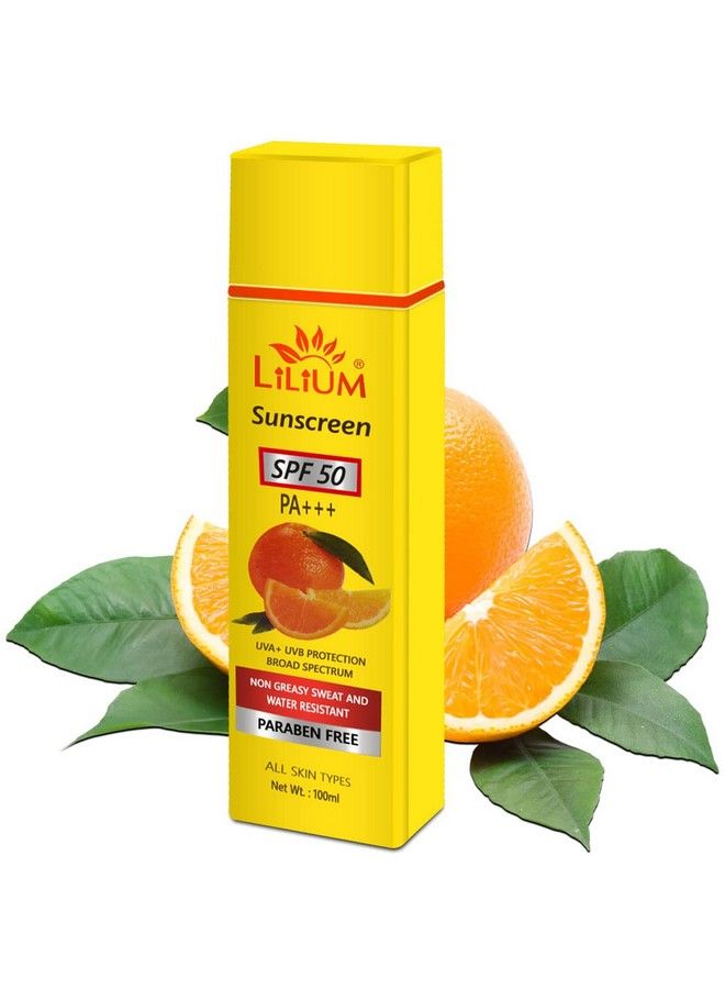 Lilium Sun Protect Sunscreen Lotion SPF 50 PA+++ for Non Greasy Sweat and Water Resistant, 100ml