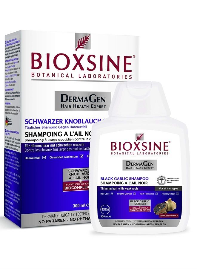 Herbal Shampoo with Black Garlic for Hair Loss/Odourless/Prevents Hair Loss/Healthy Hair/For All Hair Types/Women and Men 300 ml