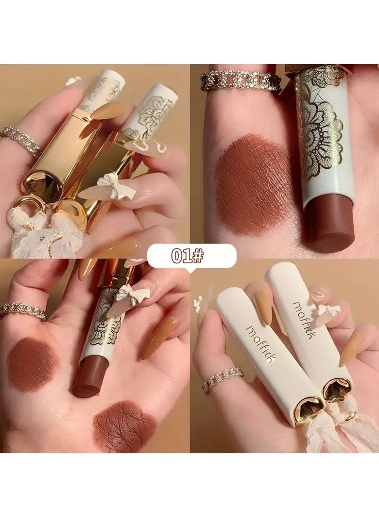 MAFFICK Lace Matte Lipstick - Velvet Finish, Long-Lasting, Non-Stick Cup, Versatile for All Skin Types, Red Shades #01