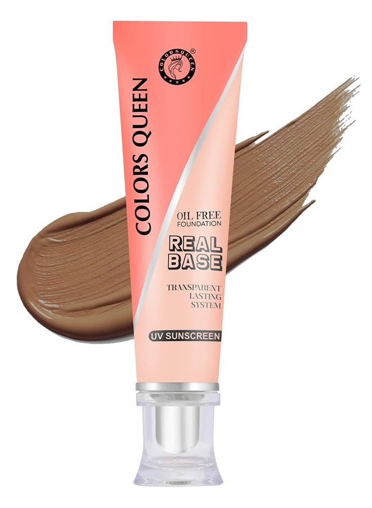 real base oil free waterproof foundation 40ml shade lightweight liquid with spf matte finish face makeup 03 Almond
