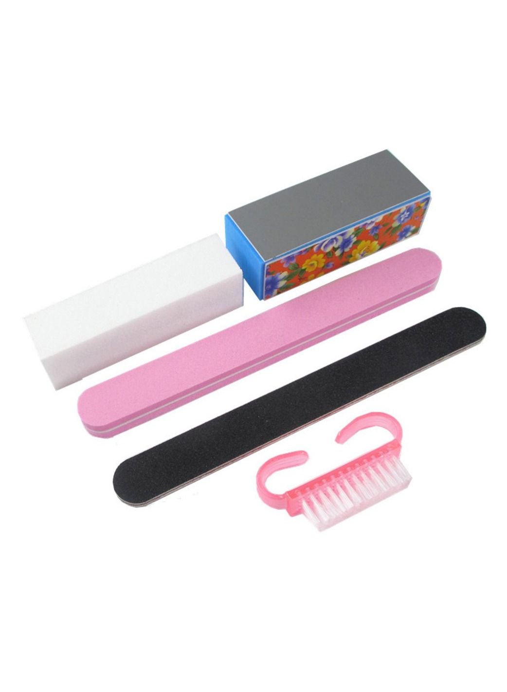 Nail Manicure Kit 5 in 1 Nail Care Tool Set Nail Brush, Nail File, Nail Buffer Pedicure Nail Art Essential Equipment for Home and Salon Use