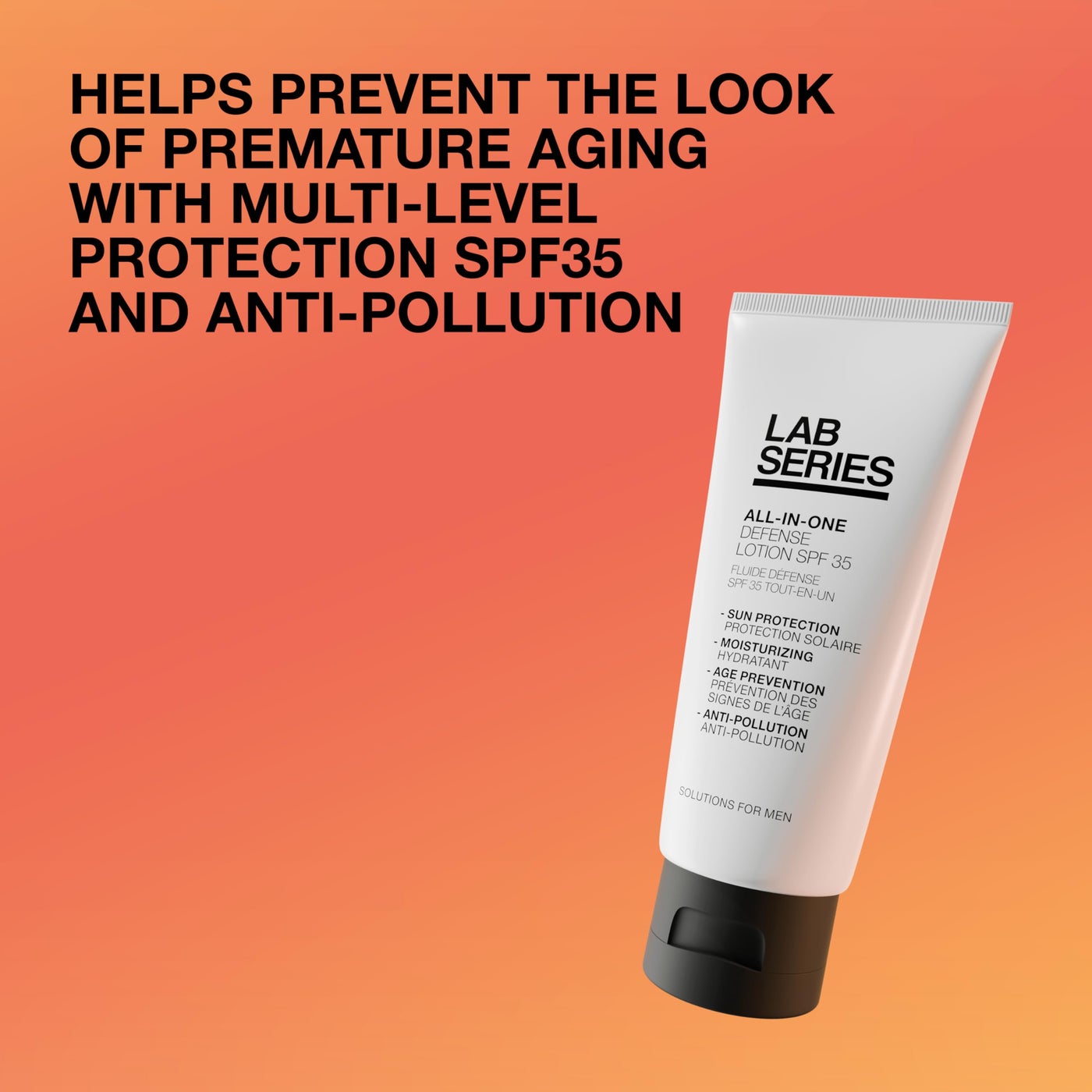 Lab Series Men's All-In-One Defense Face Lotion SPF 35 - Mineral Oil Free Sunscreen - Anti Aging Face Moisturizer with SPF - Skin Care for Men, 3.4 Fl Oz