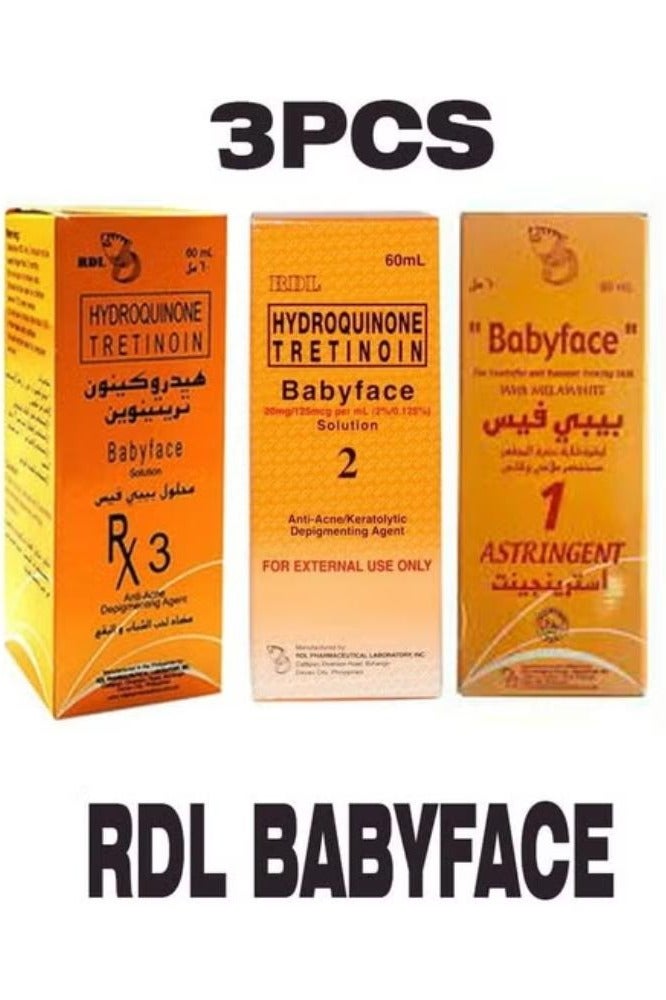 Hydroquinone Tretinoin Three type Babyface Solution No1,2,3 Anti-acne Depigmenting Agent 60 ml