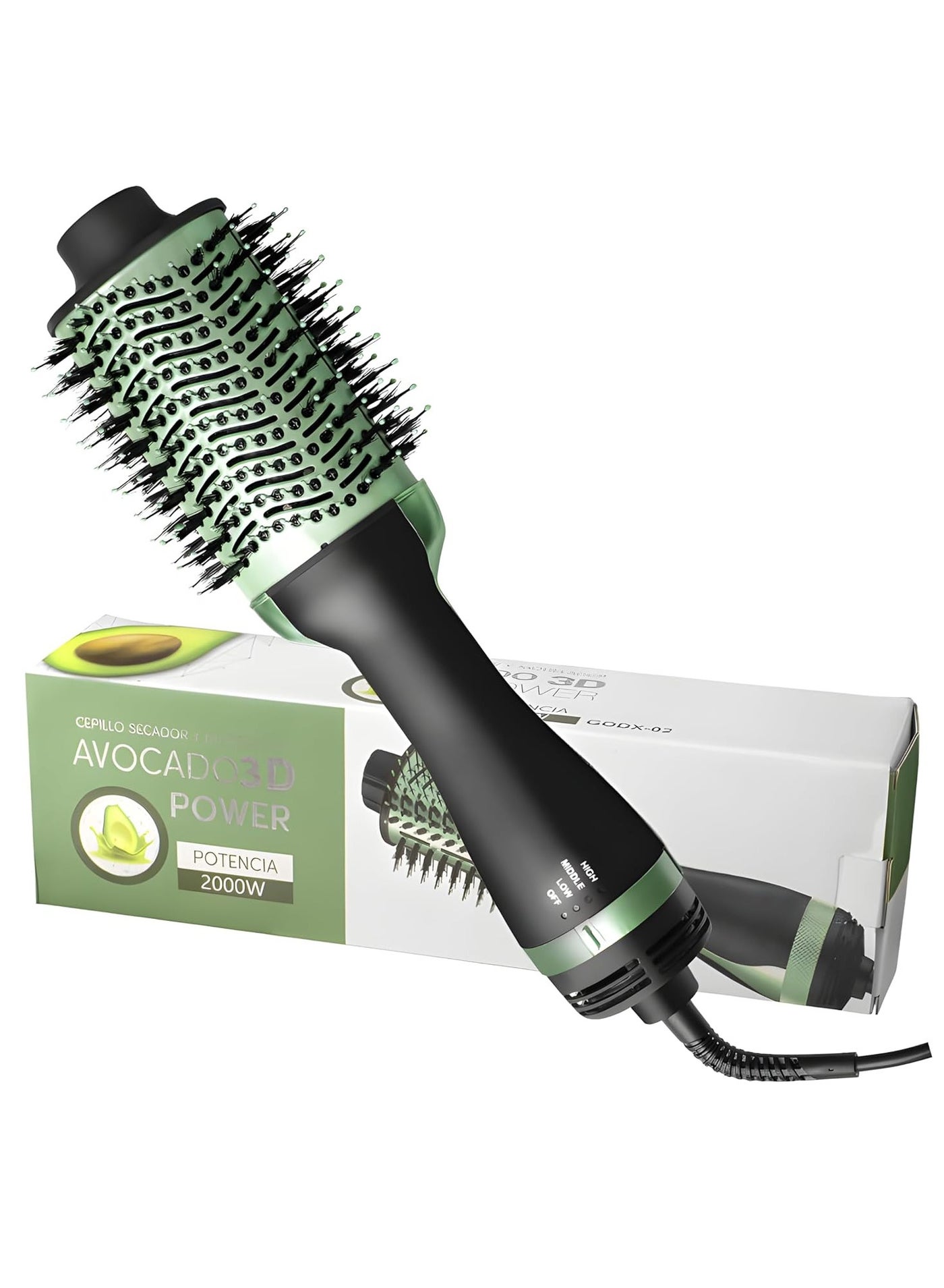 Avocado 3D One-Step Ceramic Hair Dryer & Volumizer Hot Air Brush, Black and Green