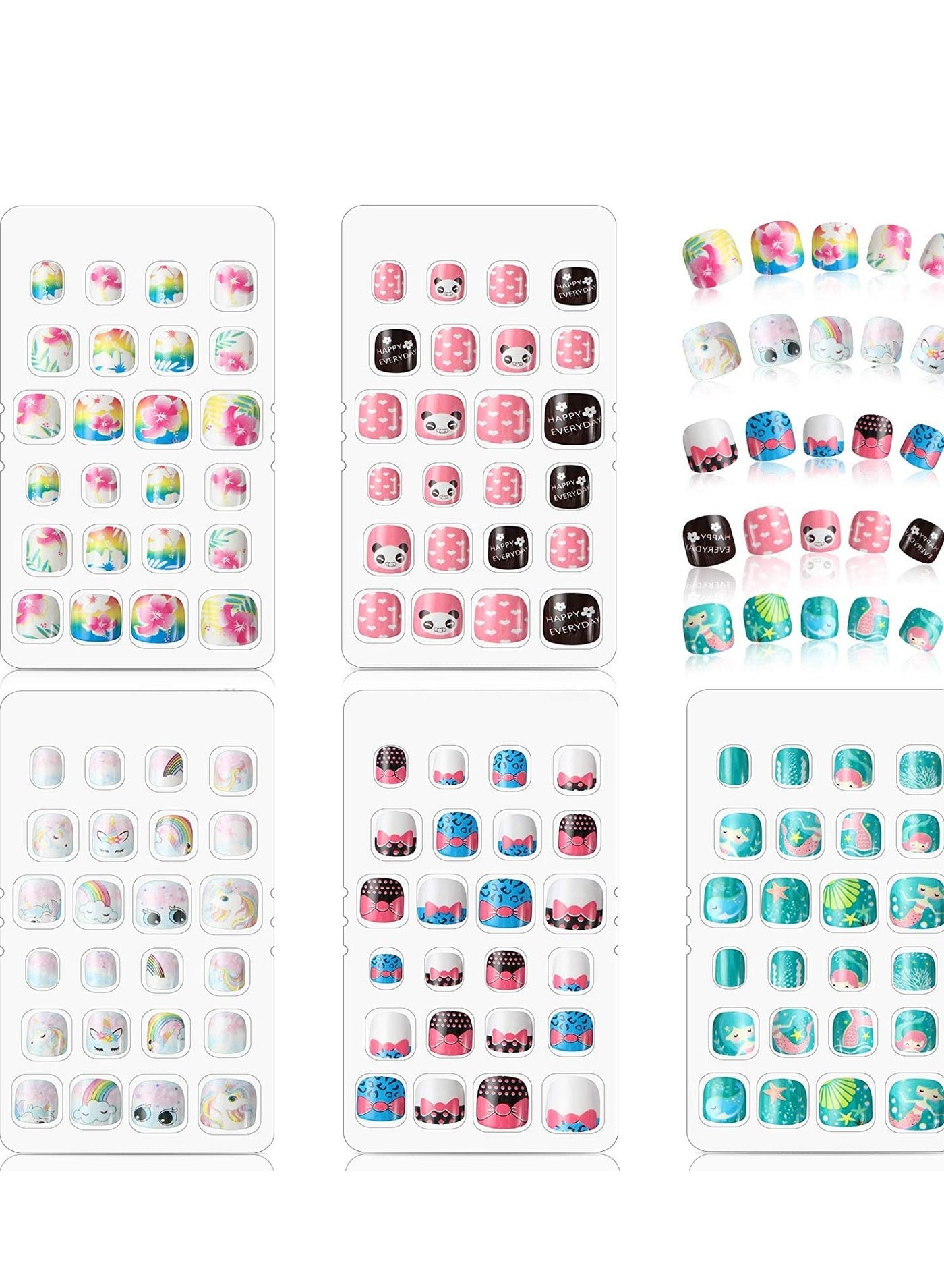 Kids Press on Nails Children Fake Artificial Tips Girls Full Cover Short False Fingernails for Decoration 120 Pieces