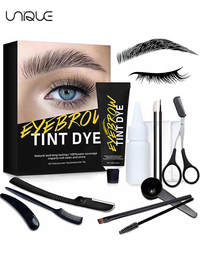 Instant Eyebrow Tint, Professional Semi Permanent Eyebrow Dye Kit, Natural Gentle Formula Eyebrow Tint Suitable for Salon and Home Use, Lasts for 4 6 WeeksBlack