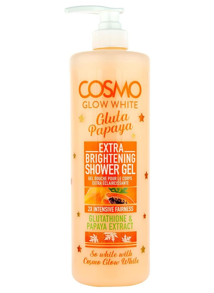 Cosmo Glow White Extra Brightening Shower Gel 1000ml, 2x Intensive Fairness, Glutathione & Papaya Extract, Gently Cleanses, Skin Care