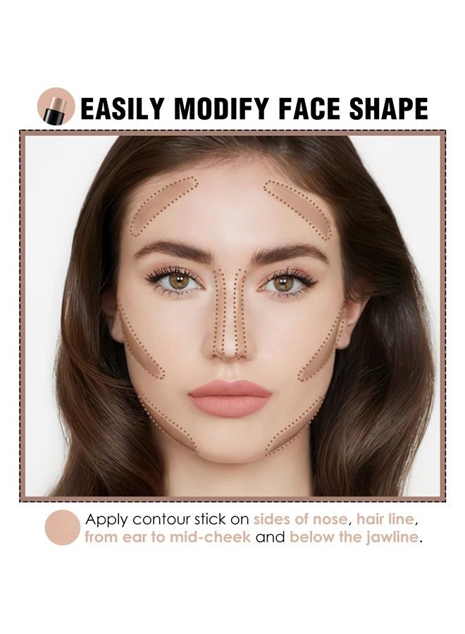 Cream Contour Stick, Matte Bronzer Stick, Professional Face Shaping & Contouring Stick Makeup, Easy to Apply with Buildable Coverage, Long Lasting & Waterproof, TORTILLA