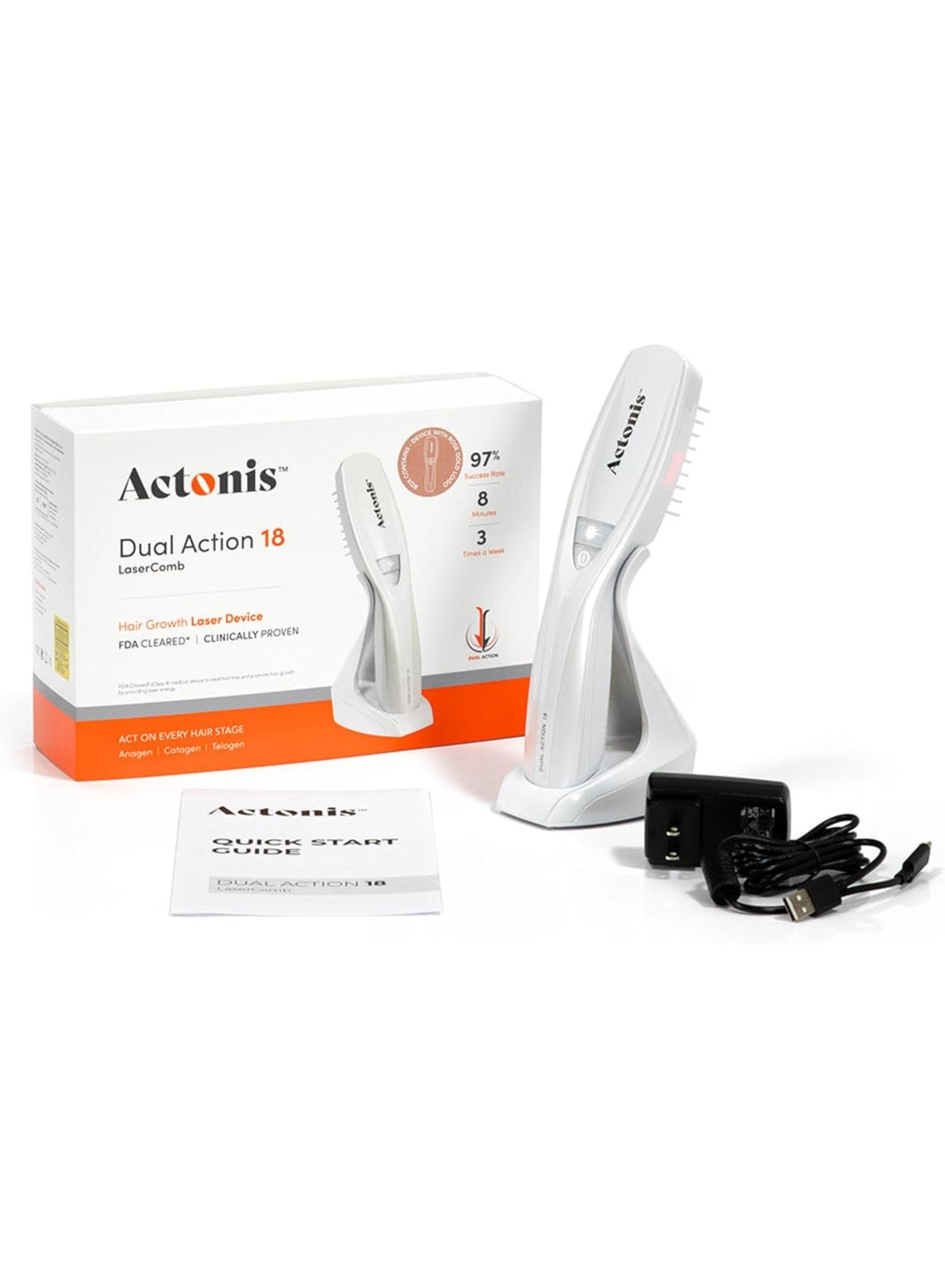 Actonis 18 Dual Action Laser Comb FDA Cleared Helps Stimulates Hair Growth, Reverse Hair Loss & Thinning Revitalize Hair Follicles, Increase Density & Fullness of Hair For Men & Women