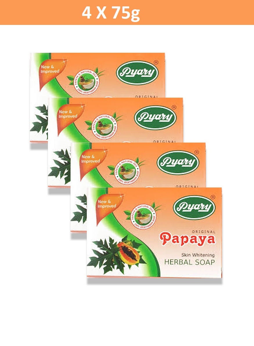 Pack Of 4 Papaya Original Herbal Soap Handmade 4 X 75g