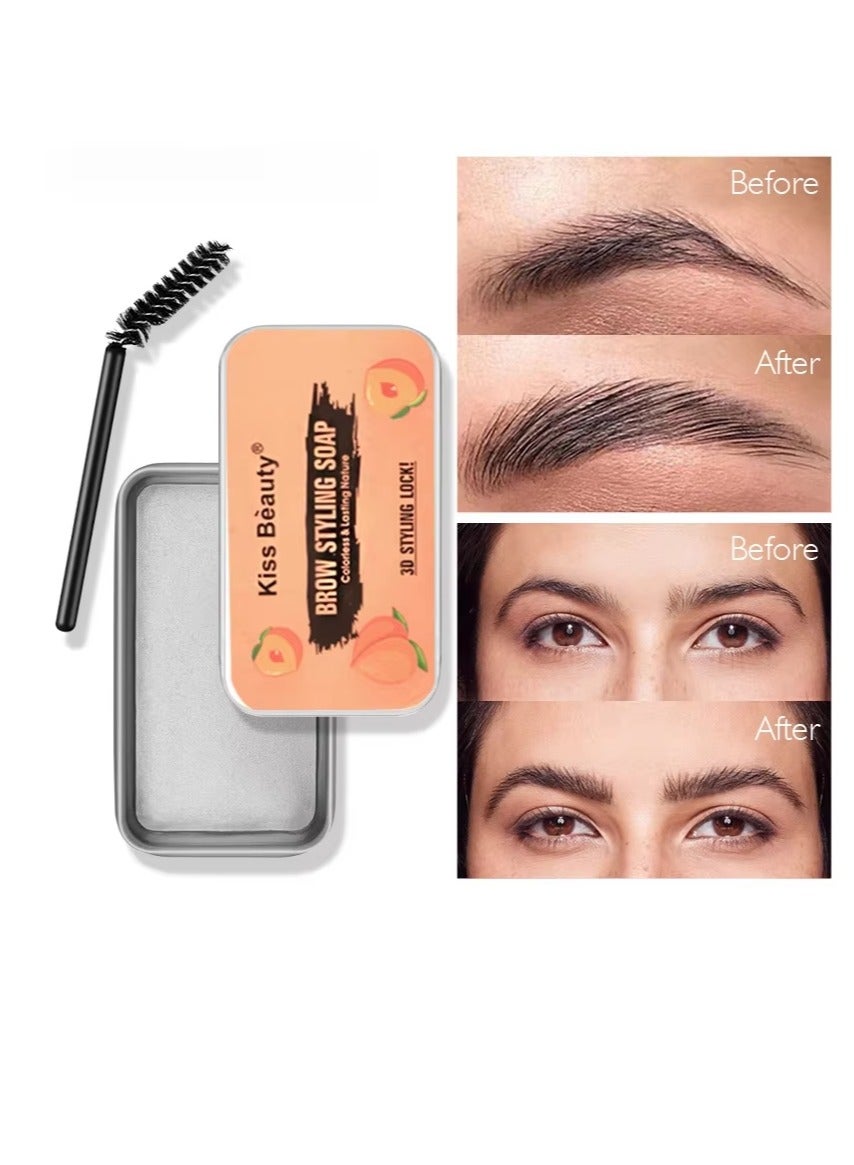 Peach Eyebrow Gel, Colorless Transparent Refreshing Eyebrow Wax, Long-lasting Natural Eyebrow Styling Soap