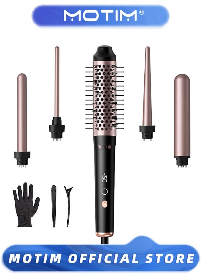 5 in 1 Curling Wand Set Intelligent Interchangeable Design 4 Temperature Levels LCD Display