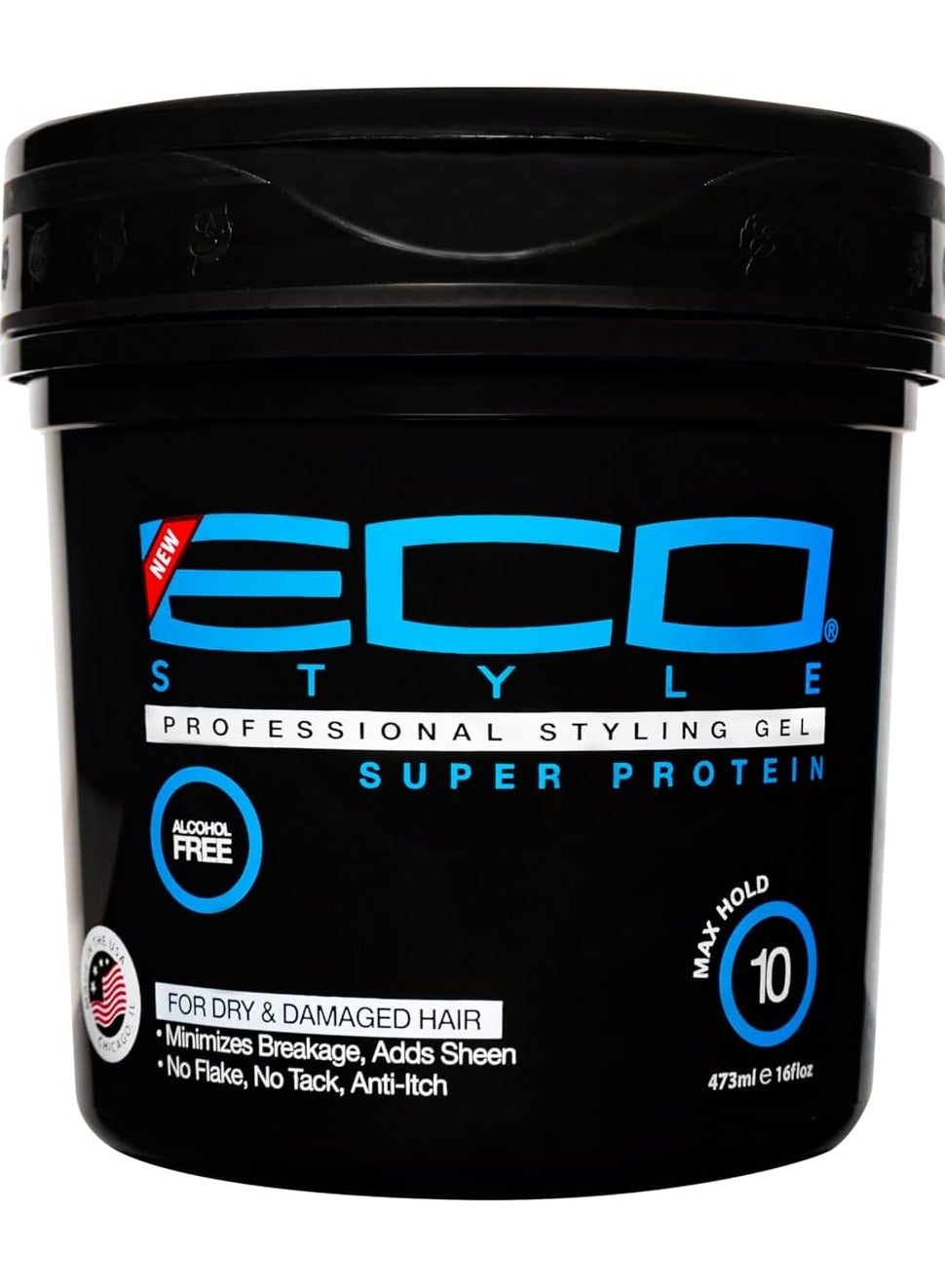 Eco Styler Super Protein Gel | 473ml Max Hold | Alcohol-Free Styling Gel for Breakage Protection, Shine & Strength | For Dry, Damaged Hair