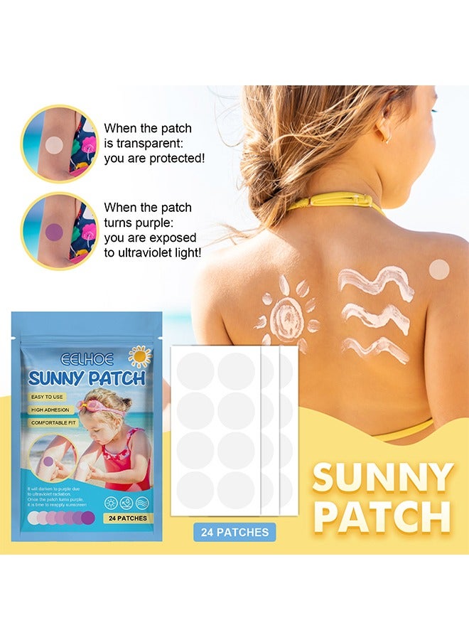 Sunny Patch,UV Stickers, for Sunscreen Reapply Waterproof Patches Body and Face, Detection Applicator Reminder Sticker, Detect SPF of Kids Adults Arm, Leg