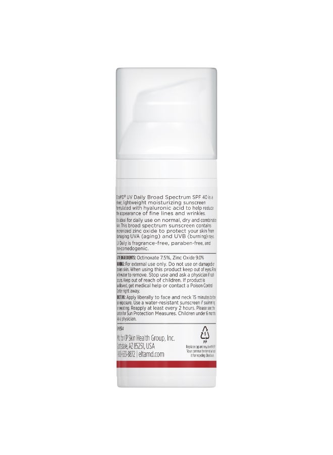 UV Daily Face Sunscreen SPF 40 (1.7 Oz) – Hydrating Broad-Spectrum UV Protection for Normal, Dry & Combination Skin, with Hyaluronic Acid, Lightweight - image 2