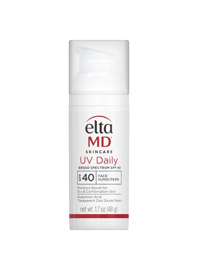 UV Daily Face Sunscreen SPF 40 (1.7 Oz) – Hydrating Broad-Spectrum UV Protection for Normal, Dry & Combination Skin, with Hyaluronic Acid, Lightweight