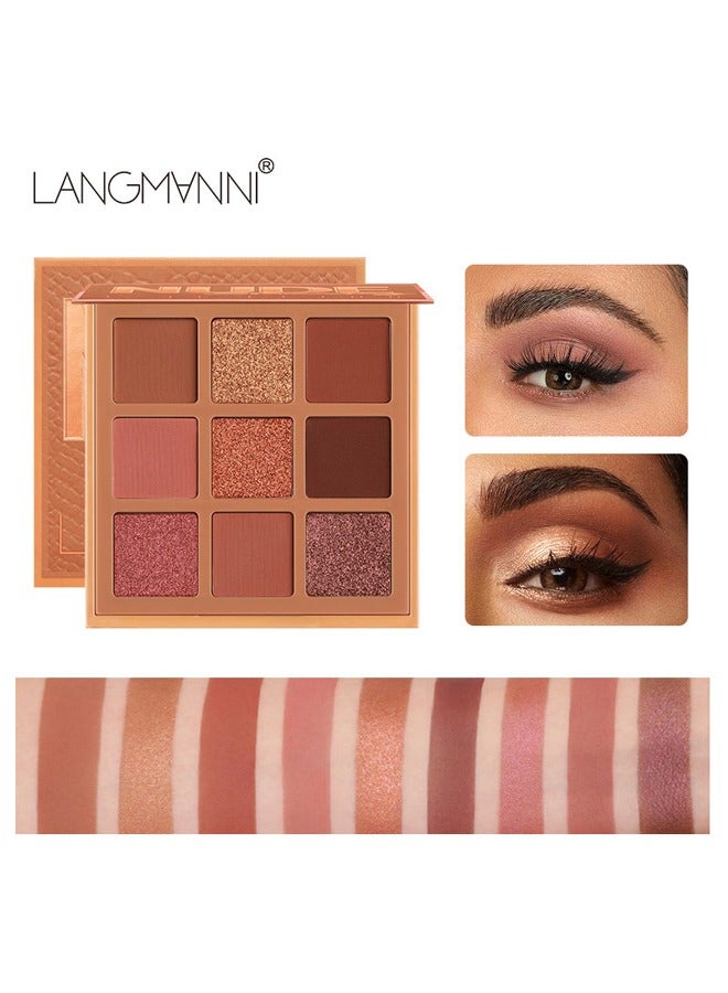 Nude Magical，9 Color Pink Nude Light Warm Color Eyeshadow Palette Makeup,Glitter Matte Natural Neutral Colorful Eyeshadow Waterproof Long Lasting Natural Mixing Pigment Makeup