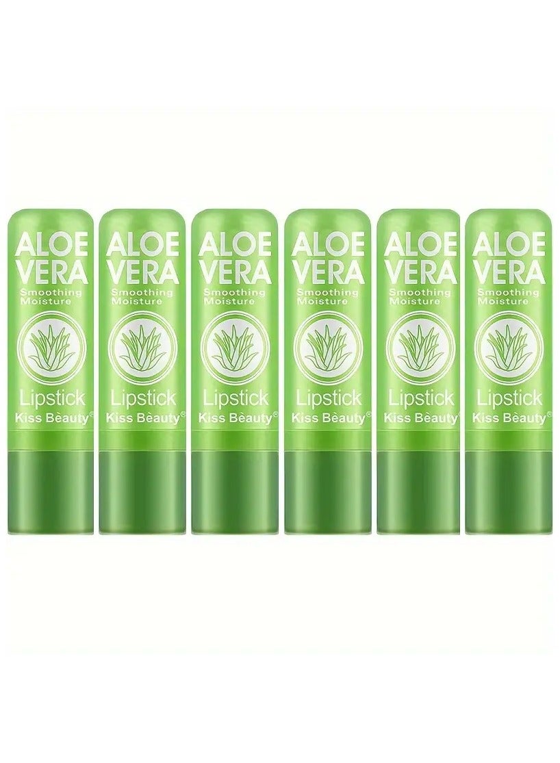 Aloe Vera Lipstick, Long Lasting Lip Balm Lips Moisturizer Magic Temperature Color Changing Lip Gloss