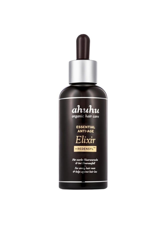 Ahuhu ESSENTIAL ANTI-AGE Elixir With Caffeine & Redensyl (100ml) - Highly Concentrated Scalp Care, Stimulates Hair Growth, Provides Thicker Hair & More Volume, Vegan