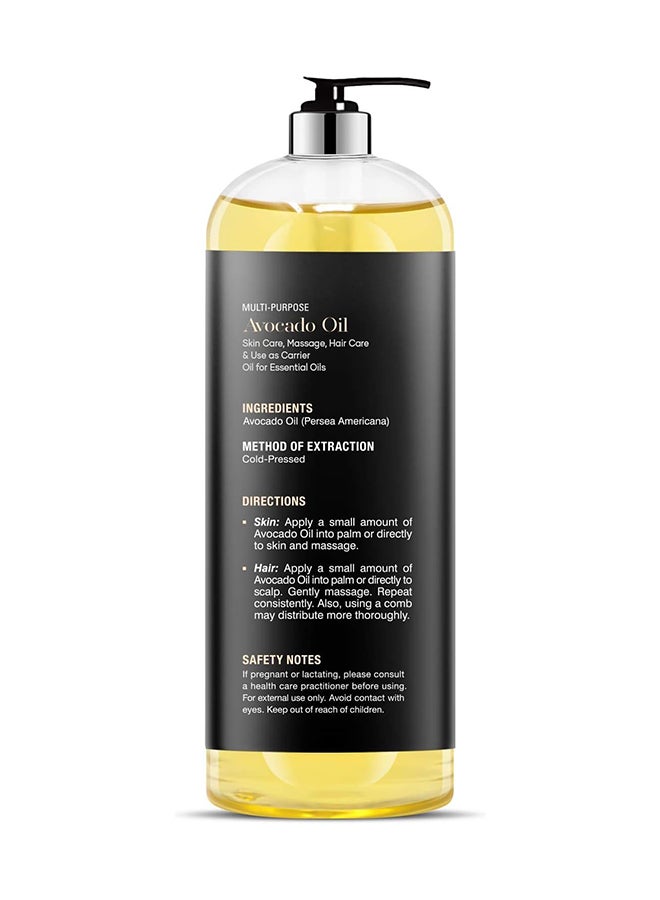 Avocado Oil for Hair and Skin - 100% Pure and Natural, Cold-Pressed, for Skin Care, Massage, Hair Care, and Carrier Oil to Dilute Essential Oils, 473ml - image 2