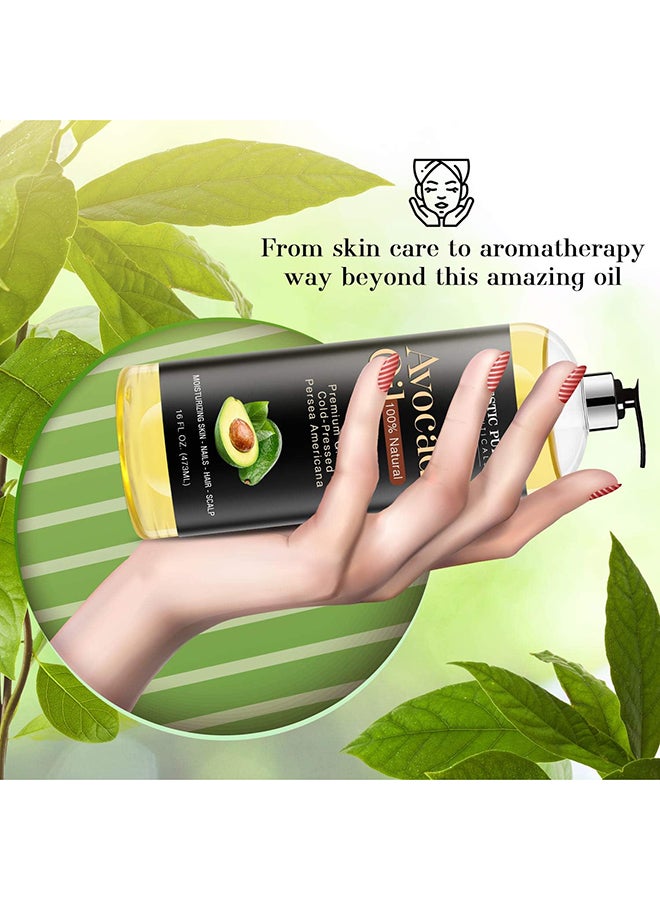 Avocado Oil for Hair and Skin - 100% Pure and Natural, Cold-Pressed, for Skin Care, Massage, Hair Care, and Carrier Oil to Dilute Essential Oils, 473ml - image 5