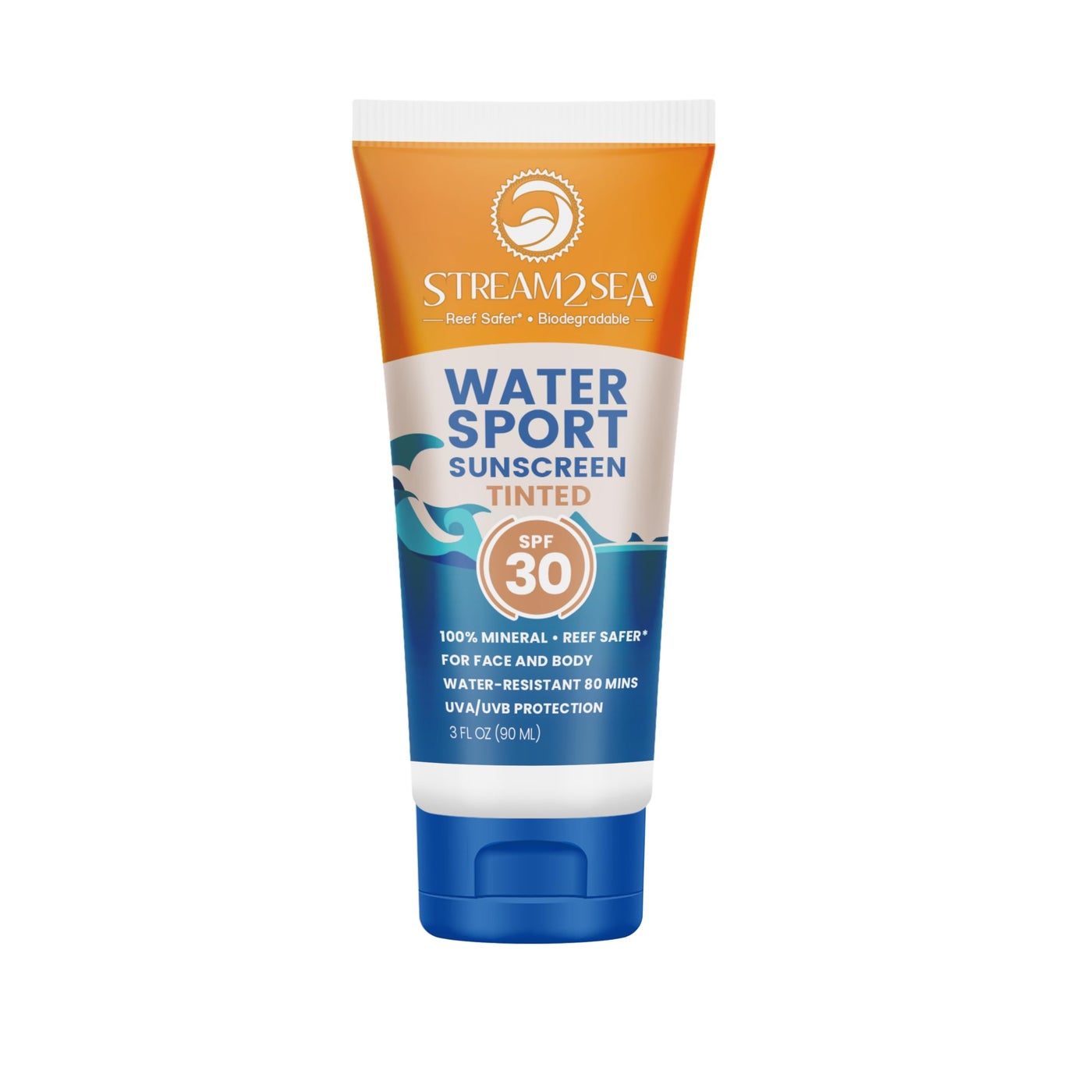 STREAM 2 SEA Tinted Sunscreen with SPF 30 All Natural, Biodegradable and Reef Safe, 3 Fl oz Non Greasy and Moisturizing Mineral Sunscreen For Face and Body Protection Against UVA and UVB
