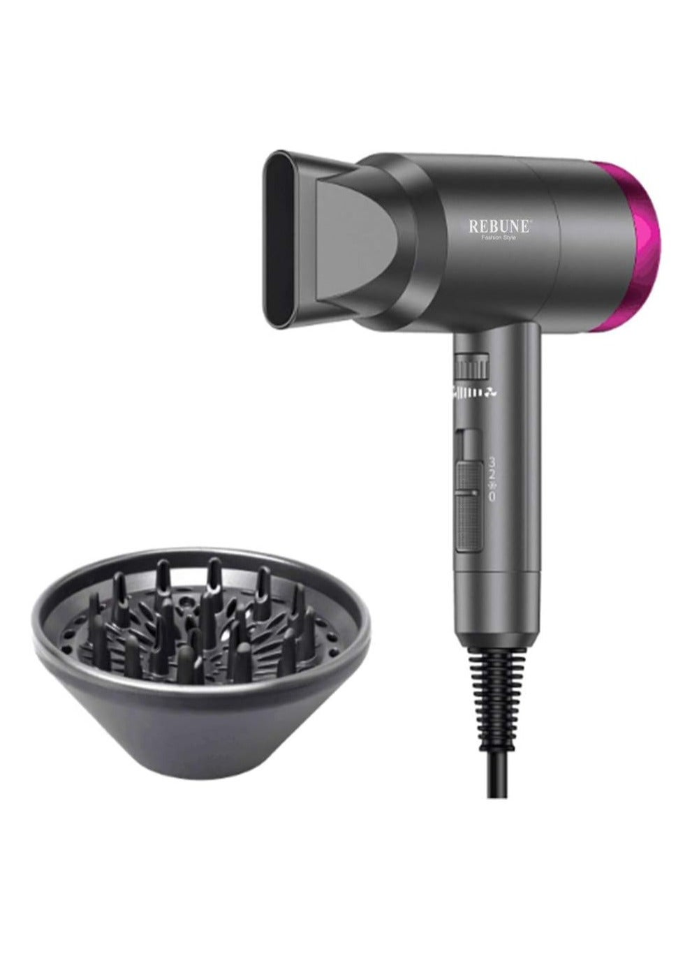 Rebune Hair Dryer 1800 Watts  3 in 1 Hair Dryer Far infrared Thermo Protect Hair Styler RE 2068