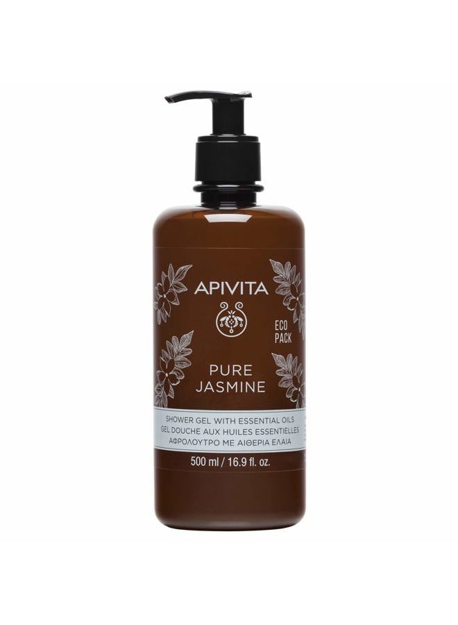 APIVITA Pure Jasmine Shower Gel | Gently Cleanses, Hydrates & Preserves Skin's Moisture with Jasmine & Propolis, 500 mL / 16.9 oz