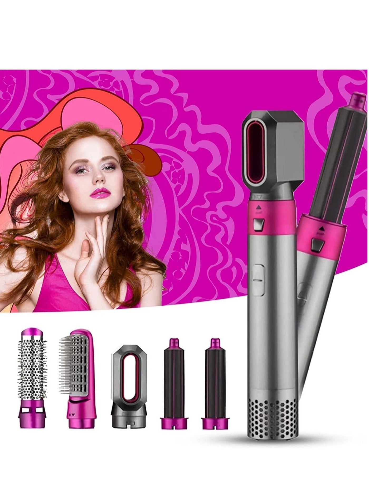 5 in1 Hot Air Brush, One-Step Hair Styling Tools Electric Hair Hot Brush, Muti-Styler for Straightener, Curling Drying