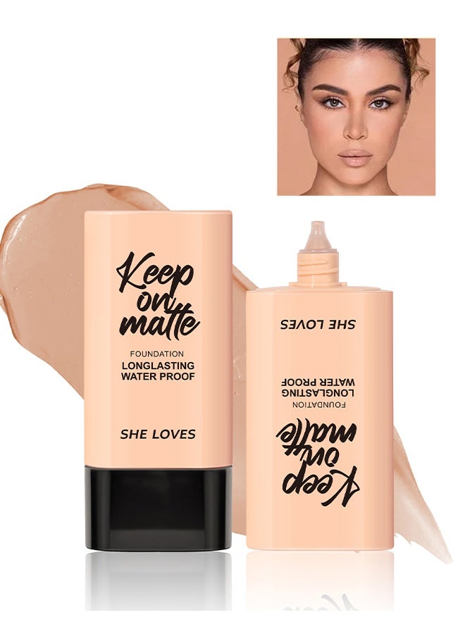 Flawless Matte Liquid Foundation，Keep On Matte Longlasting Waterproof Makeup Liquid Foundation Feels Lightweight And Comfortable Buildable A Flawless Natural Looking, Concealer Foundation To Cover Redness #04 Buff Beige