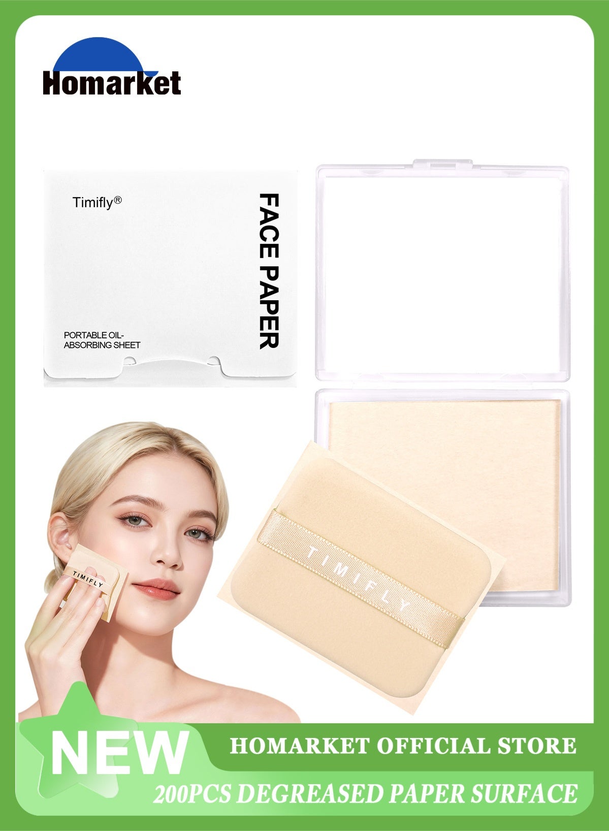 Oil Blotting Sheets for Face, 200 Counts Gardenia Blotting Paper For Oily Skin with Portable Mirror Case & Makeup Puff, Oil Absorbing Sheets For Face