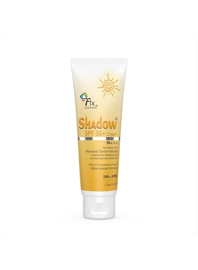 Fixderma Shadow SPF 50+ Cream | Sunscreen for Face | Dermatologist Tested Sunscreen SPF 50 | Skin Sun Protection | Broad Spectrum Sunscreen for UV Protection Suitable for All Skin Types - 2.64 Fl Oz