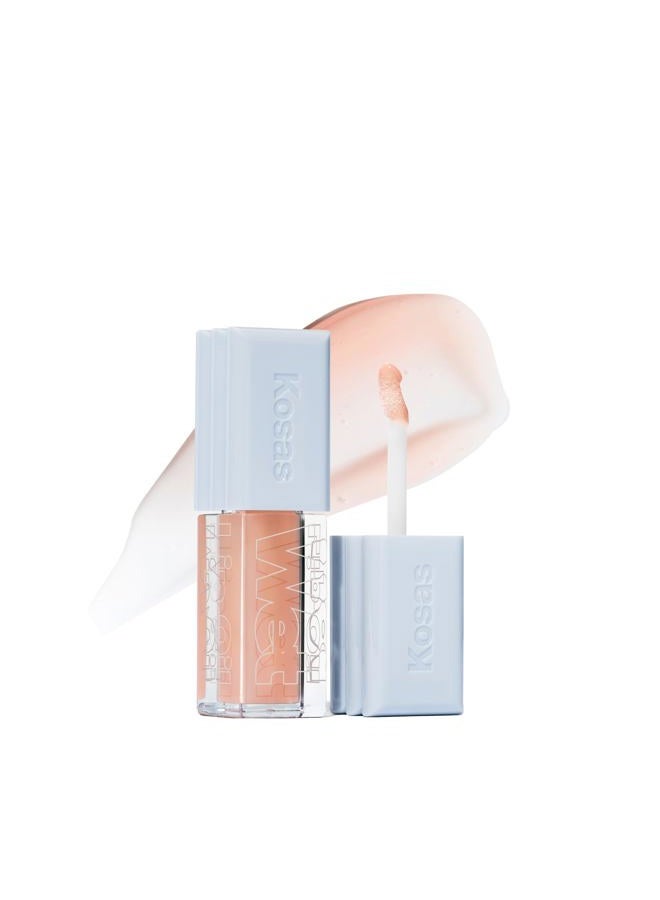 Wet Lip Oil Gloss - Hydrating Lip Plumping Treatment with Hyaluronic Acid & Peptides, Non-Sticky Finish (Jellyfish)