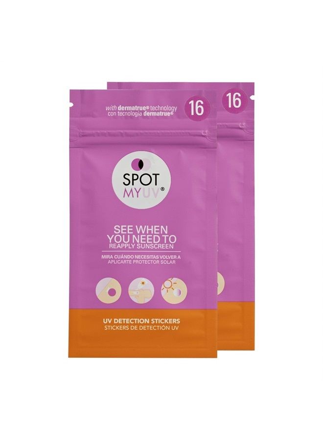 UV Detection Stickers for Sunscreen with Patented DERMATRUE SPF Sensing Technology | KNOW WHEN TO REAPPLY SUNSCREEN TO HELP PREVENT SUNBURN - 32 Count