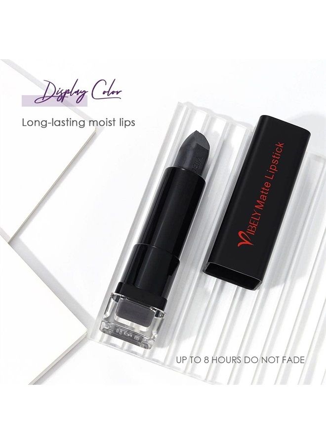 Matte Lipstick Hight Pigment Lipsticks Long Lasting Lip Stick Waterproof Lips Gloss Cream Lipgloss Makeup for Women and Girls Pack of 1 (C- Black 25)