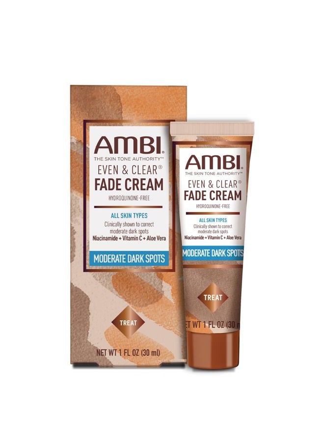 Even & Clear Fade Cream, Hydroquinone-free, Hyperpigmentation Treatment, Dark Spot Corrector, Results In As Little As 4 Weeks, Niacinamide, Aloe Vera, Vitamin C, 1 Fl Oz